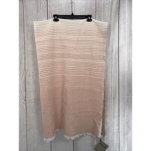 INUP Home Throw Blanket Ombre Pink White 50x70 Waffle Weave 100% Washed Cotton